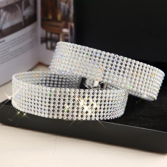 NEW Australian Crystal Silver Choker Necklace - Picture 3 of 12